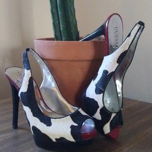 Guess by Marciano,Cow Print,Size9,Slingback heels